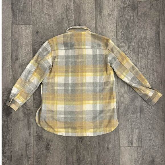 Old Navy Womens Soft-Brushed Plaid Shacket Yellow Gray White Size S - Picture 5 of 9